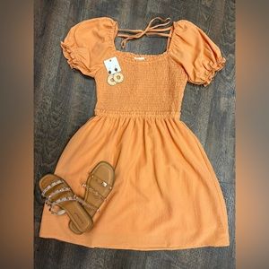 Cantaloupe Smocked Top Dress Medium NWT
